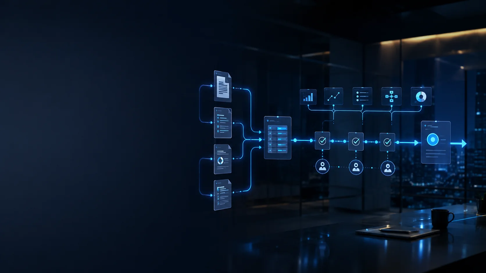 A team reviewing an automated workflow and its approval points