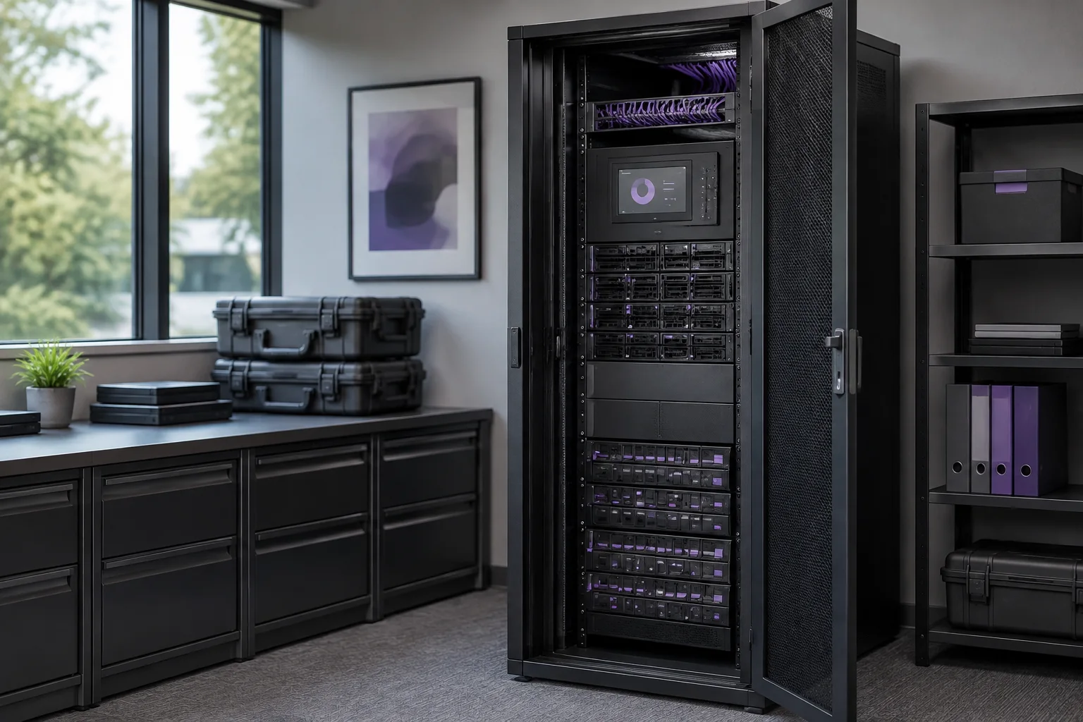 Organized backup infrastructure in a small business equipment room